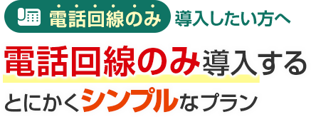 電話回線のみ導入したい方へ 電話回線のみ導入するとにかくシンプルなプラン