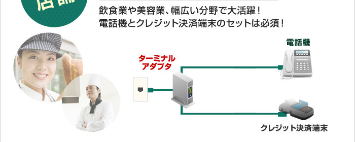 飲食業や美容業、幅広い分野で大活躍！電話機とクレジット決済端末のセットは必須！