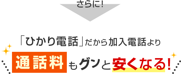 さらに！「ひかり電話」だから加入電話より通話料もグンと安くなる！