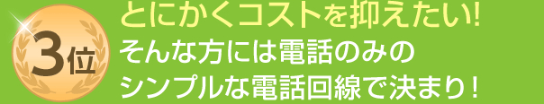 3位 とにかくコストを抑えたい!そんな方には電話のみのシンプルな電話回線で決まり！