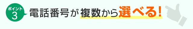 ポイント3 電話番号が複数から選べる！