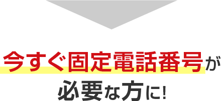 今すぐ固定電話番号が必要な方に！