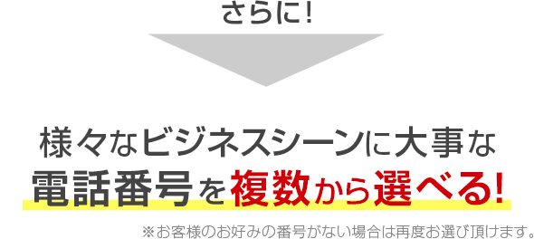 さらに！様々なビジネスシーンに大事な電話番号を複数から選べる！