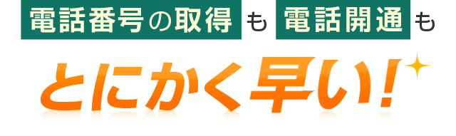 電話番号の取得も電話開通もとにかく早い！