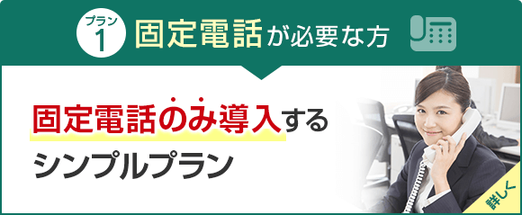 プラン1・固定電話が必要な方 固定電話のみ導入するシンプルプラン 詳しく